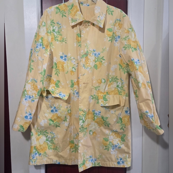 Michael Kors Floral Yellow Reversible Jacket, Sz M - Picture 2 of 4